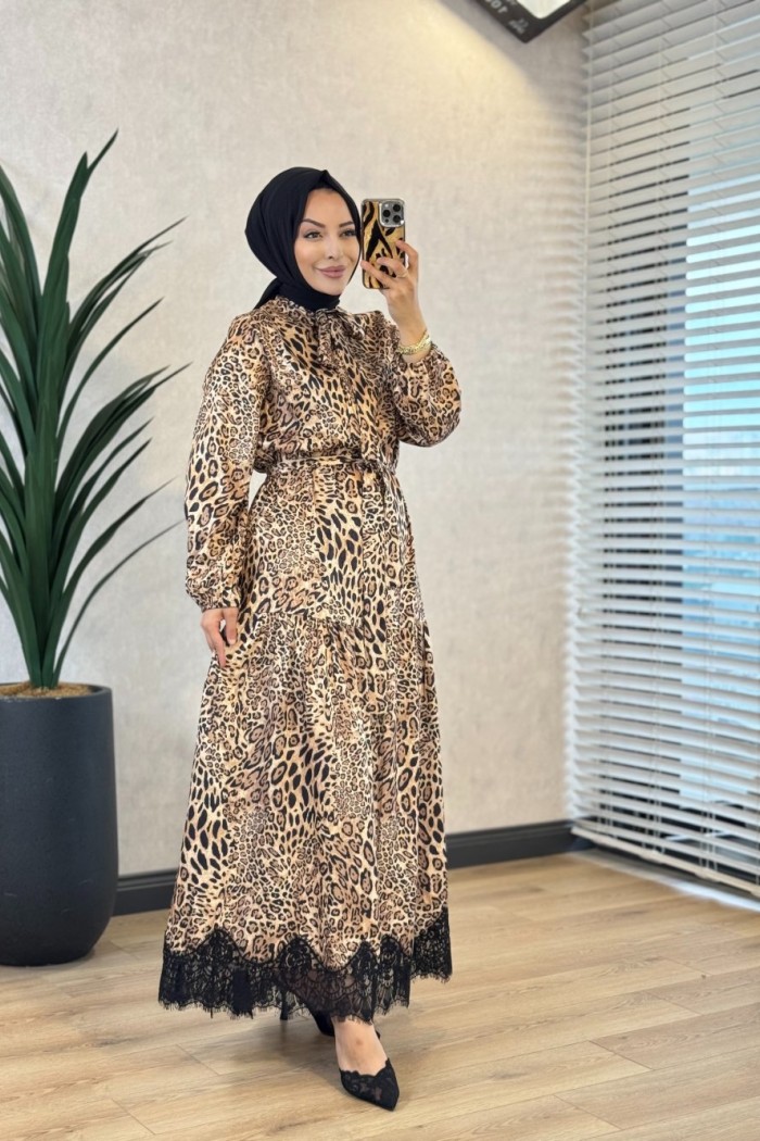 4081 Hale Elbise Leopar 