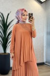 5005 Sandy Piliseli Pantolon Takım Şeftali 