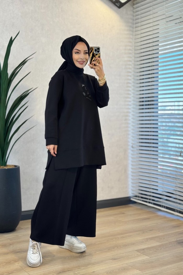 27QW8000 Önü Kuş İşli Takım Siyah 