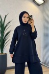 27QW8000 Önü Kuş İşli Takım Lacivert 