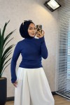 3191 Parmak Geçme Detaylı Bluz Lacivert 
