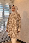 26016 Desen Üstü Taş Baskılı Tunik Bej 