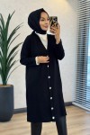 7044 Omuzu Dikişli Yarım Boy Hırka Siyah 