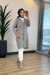 7044 Omuzu Dikişli Yarım Boy Hırka Gri 