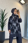 4004 Üst Batik Desenli Bluz Takım Antrasit