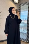 1506 Kolu Manşetli Osyho Elbise Siyah 