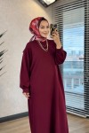 1506 Kolu Manşetli Osyho Elbise Bordo 