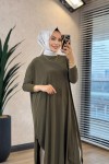 1735 Sandy Yarasa Kol Tunik Haki 