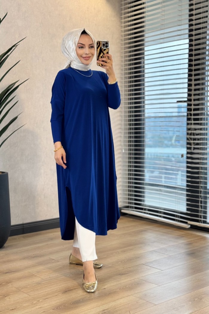 1735 Sandy Yarasa Kol Tunik Saks