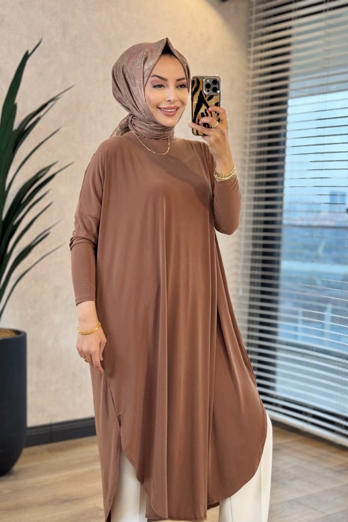 1735 Sandy Yarasa Kol Tunik Latte 