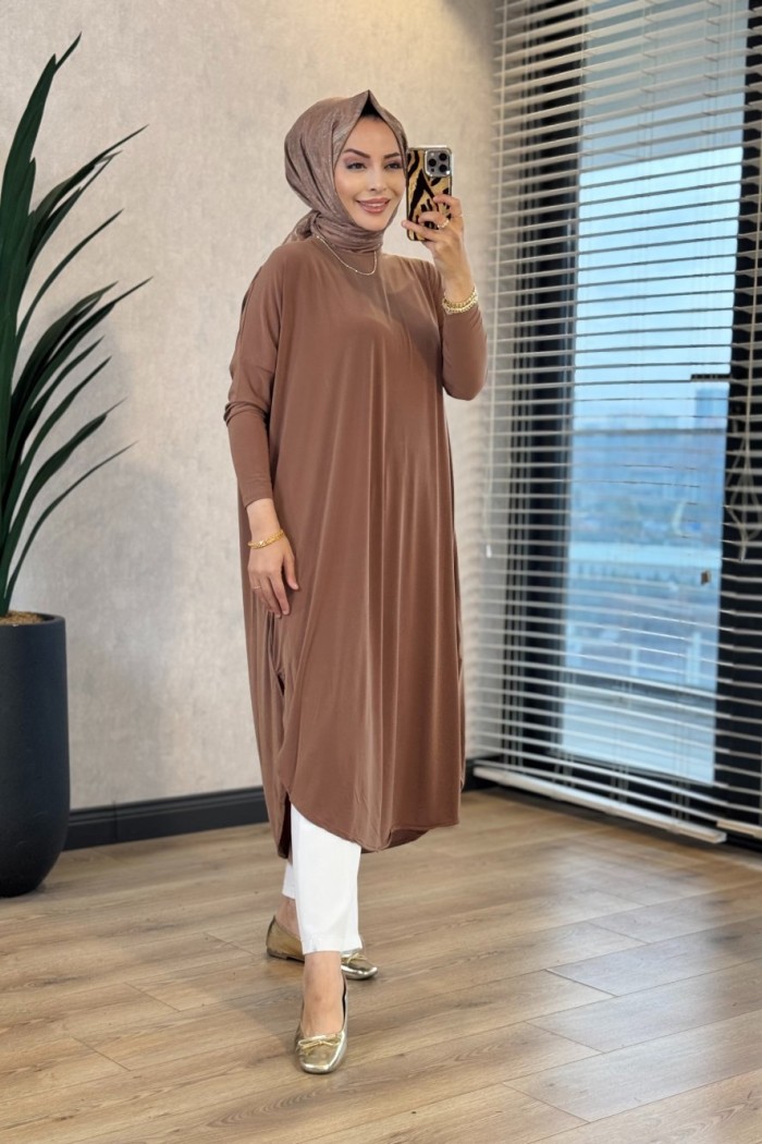 1735 Sandy Yarasa Kol Tunik Latte 