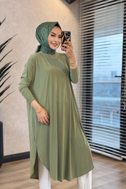 1735 Sandy Yarasa Kol Tunik Çağla