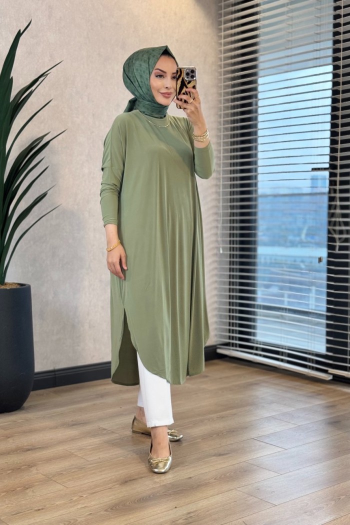 1735 Sandy Yarasa Kol Tunik Çağla