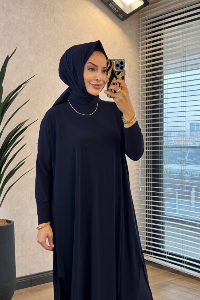 1735 Sandy Yarasa Kol Tunik Lacivert 