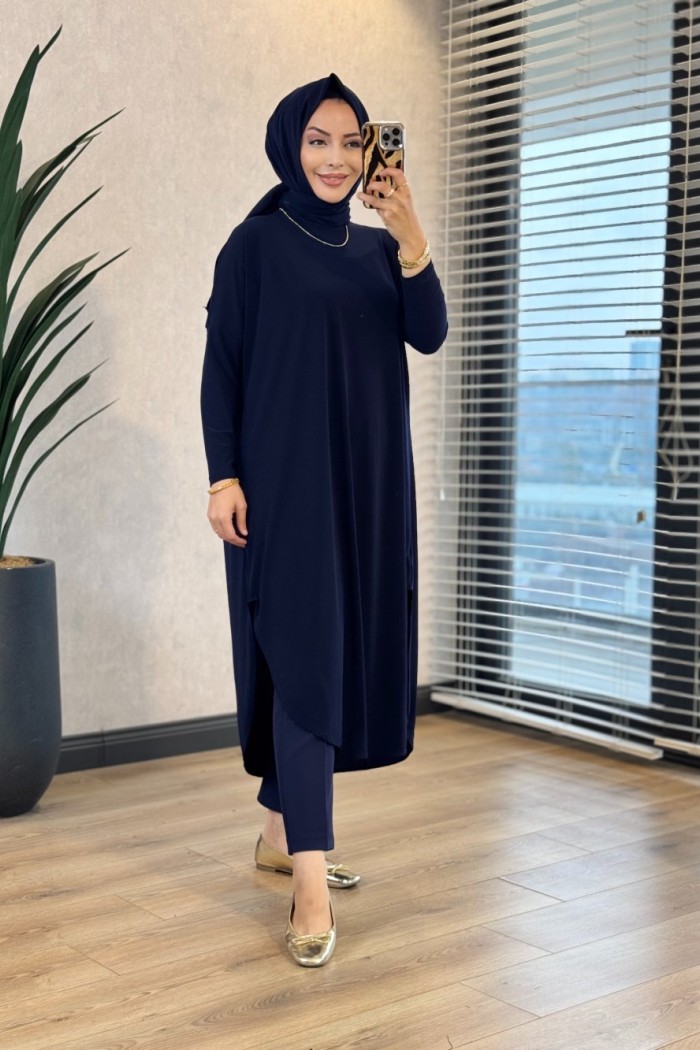 1735 Sandy Yarasa Kol Tunik Lacivert 