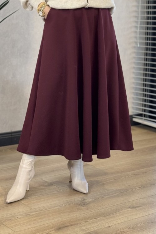 6264 Scuba Cepli Kloş Etek Bordo 
