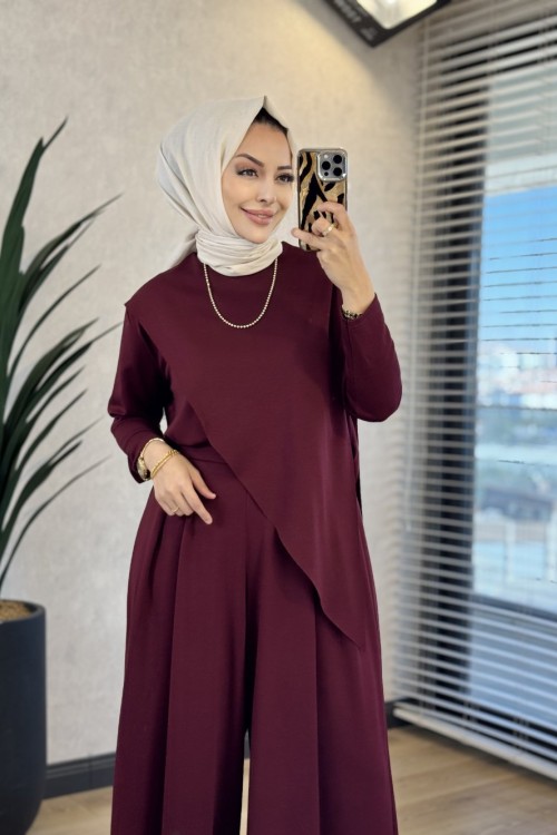 4405 Osyho Elif Asimetrik Takım Bordo 