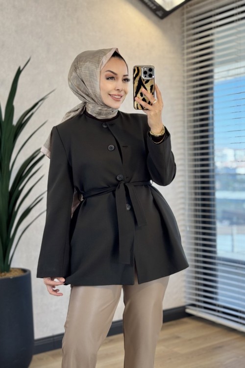 7767 Salaş Düğmeli Ceket Zümrüt