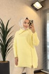 7768 Oslo Yandan Fermuarlı Triko Tunik Sarı 