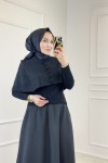 146037 Düğmeli Triko Panço İkili Bluz Takım Siyah 