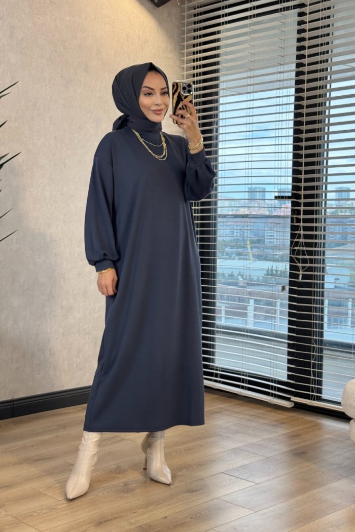 1506 Kolu Manşetli Osyho Elbise Antrasit