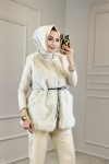 4604 Kürk Kemerli Yelek Bej 