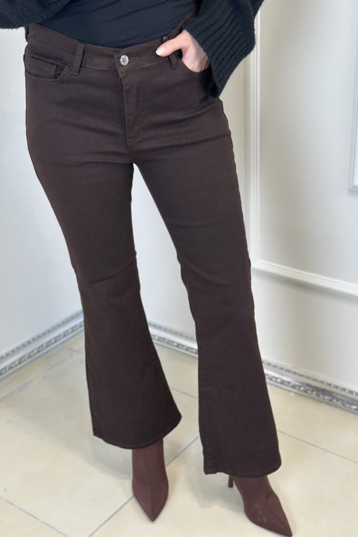 4609 İspanyol Paça Kot Pantolon Kahve