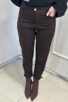 1010 Paçası Taşlı Kot Pantolon Kahve