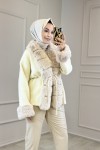 9187 Yakası Peluşlu Hırka Ekru 