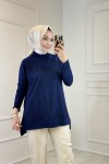 337 Önü Fileli Triko Tunik Lacivert 