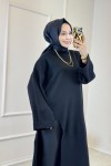 6150 Yanı Büyük Yırtmaçlı Triko Elbise Siyah 