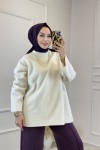 HK25090 Pamuk Dokulu Kazak Bej 