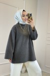 HK25090 Pamuk Dokulu Kazak Antrasit 