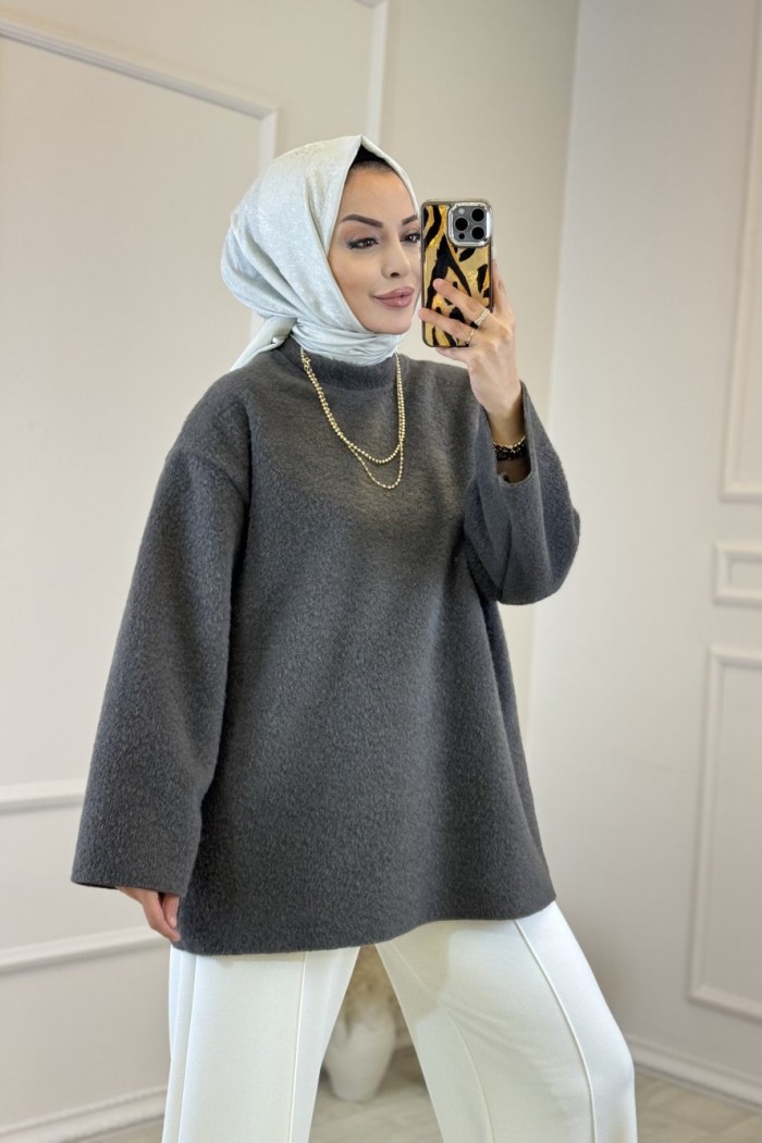HK25090 Pamuk Dokulu Kazak Antrasit 