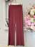 25547 Önü Taş Baskılı İspanyol Paça Pantolon Bordo