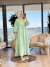 25EL432 Gofre V Yaka Elbise Mint