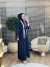 6166 Ön Sarkık Taş İşlemeli Abaya Siyah