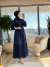 08-1591 Üstü Taş Baskı Eteği Pilise Elbise Lacivert