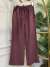 7272 Beli Lastikli Bol Paça Pantolon Bordo