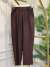 5596 Keten Dikiş Detaylı Parçalı Pantolon Kahve