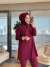 165 Omzu Düğmeli Triko Tunik Bordo