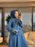 7475 Tencel Saçak Detaylı Etekli Takım Mavi