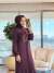 LYL118 Sahra Volanlı Düğmeli Elbise Bordo 