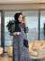 26212 Elmas Leopar Elbise Siyah Gri 