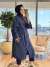 10753 Manşeti Kuşaklı Uzun Ön Düğmeli Tunik Lacivert  