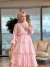 260180 Sade Katmanlı Elbise Pembe