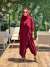 HWN6294 Lilyum Şalvarlı Takım Bordo