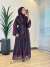 708 Desenli Abaya Siyah Bordo 