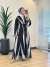 708 Desenli Abaya Siyah Gri 