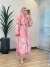 708 Desenli Abaya Pembe 